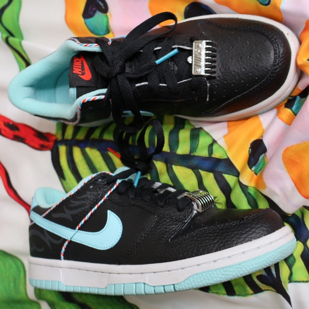 Nike Black and Blue Sneakers with Classic Dunk Design